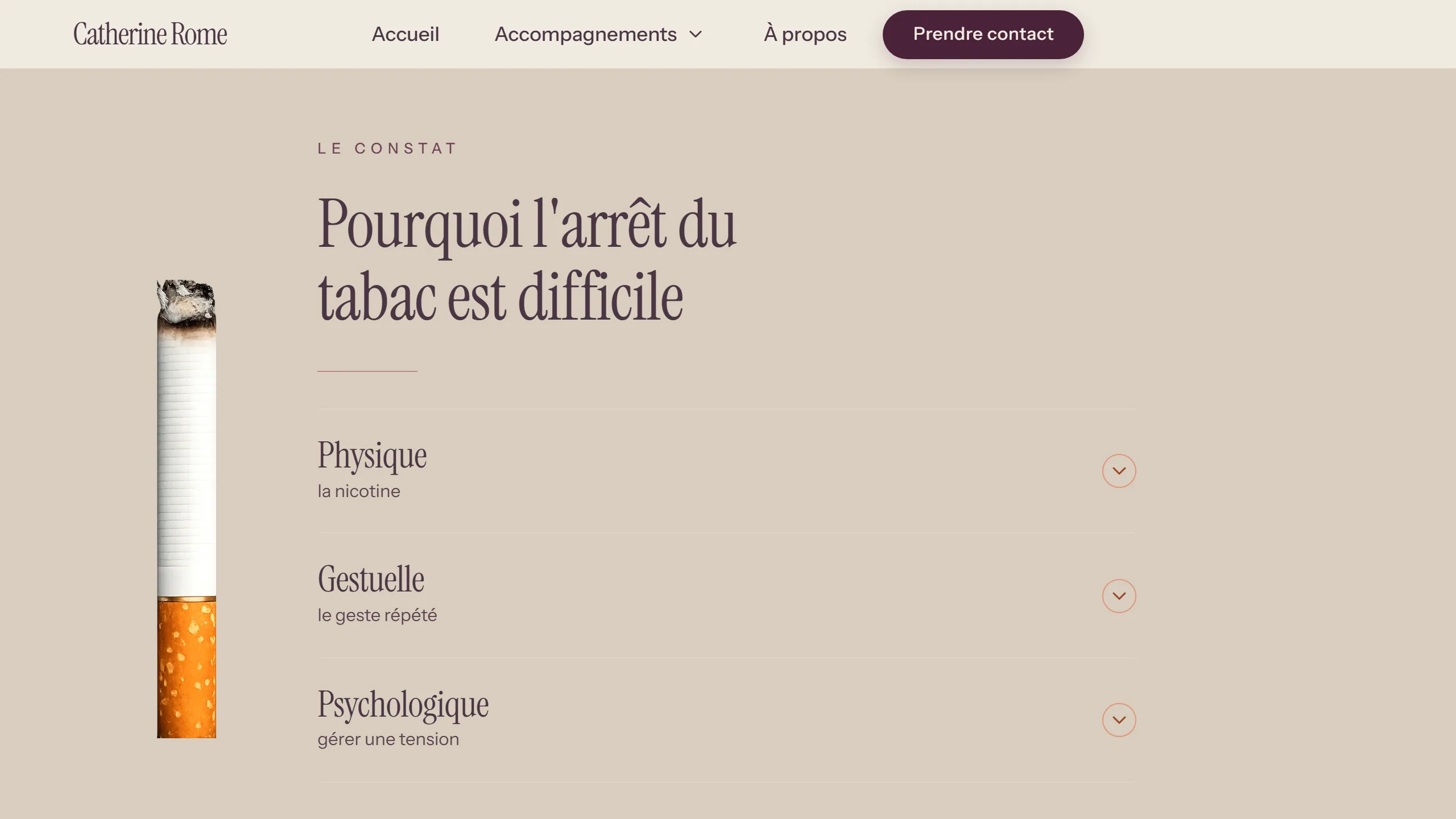Une page par motif de consultation