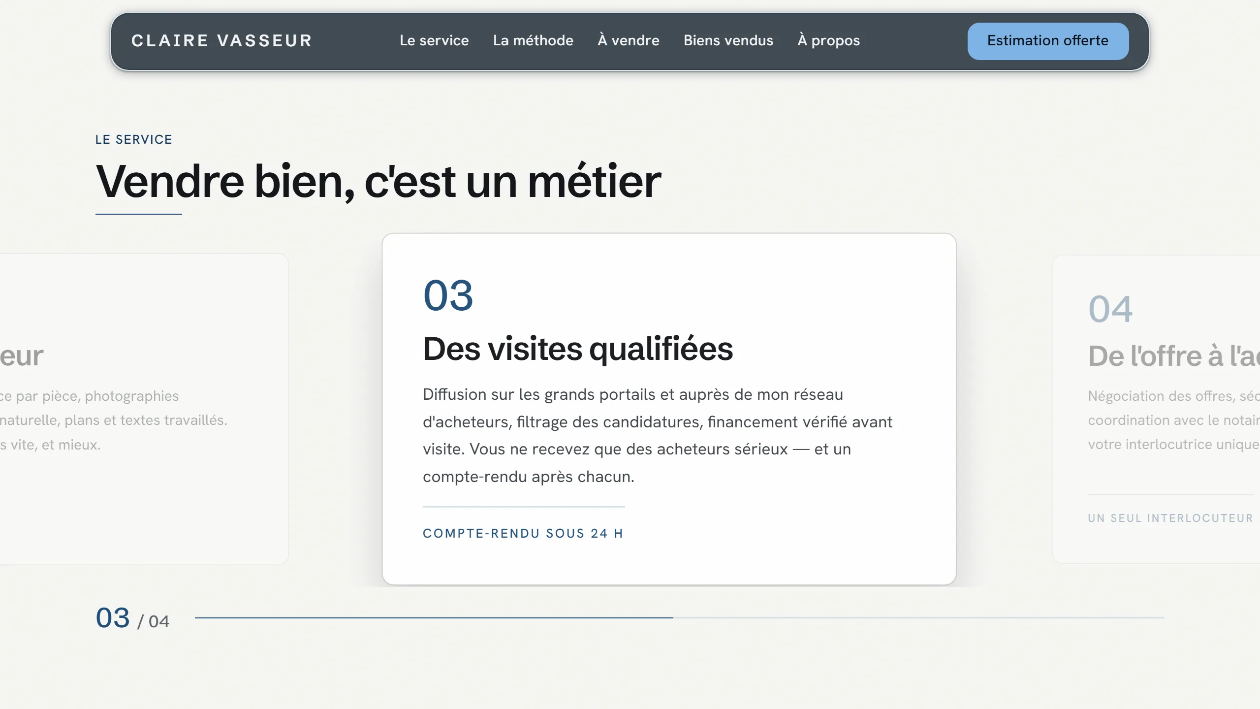 Le service en défilement horizontal