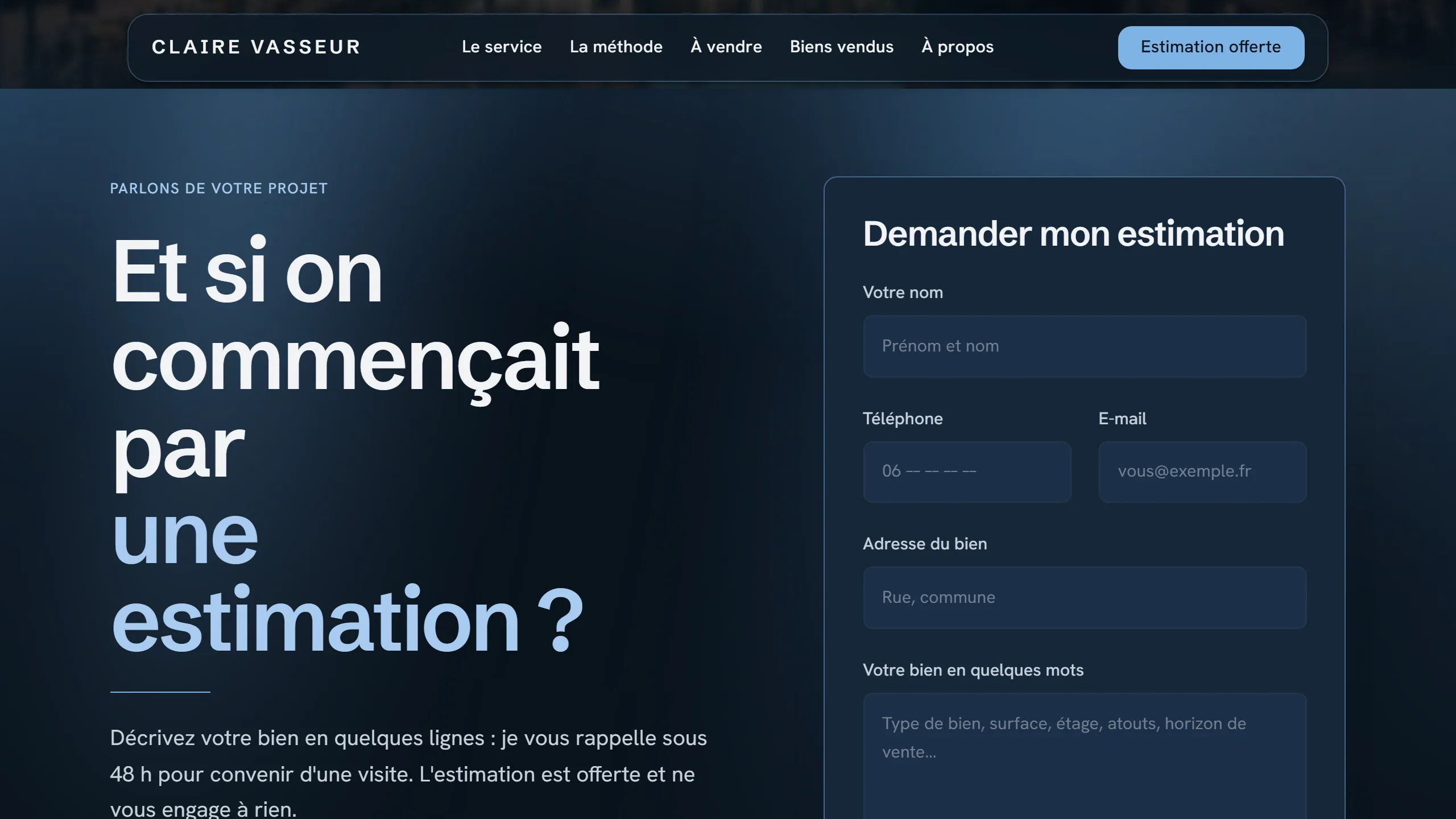 L'estimation, point d'arrivée de la page